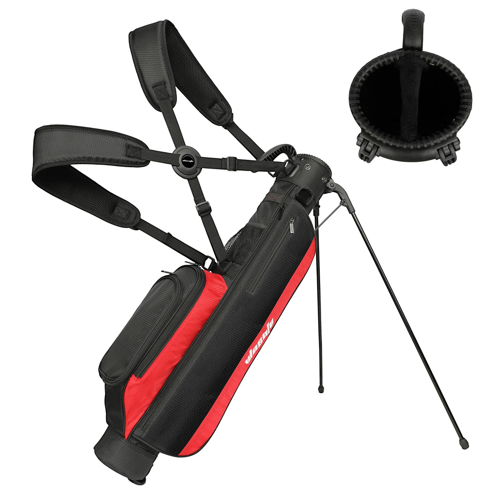 Lightweight Golf Stand Bag for Driving Range & Executive Courses, 2/3 Way Divider Sunday Carry Bag with Auto-Pop Stand, 5 Pocket