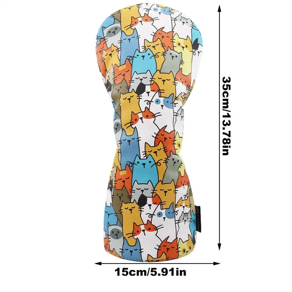 Golf Driver Head Covers Cartoon Cat Driver Headcover Funny Golf Club Covers Waterproof And Functional Fit Drivers And Fairway