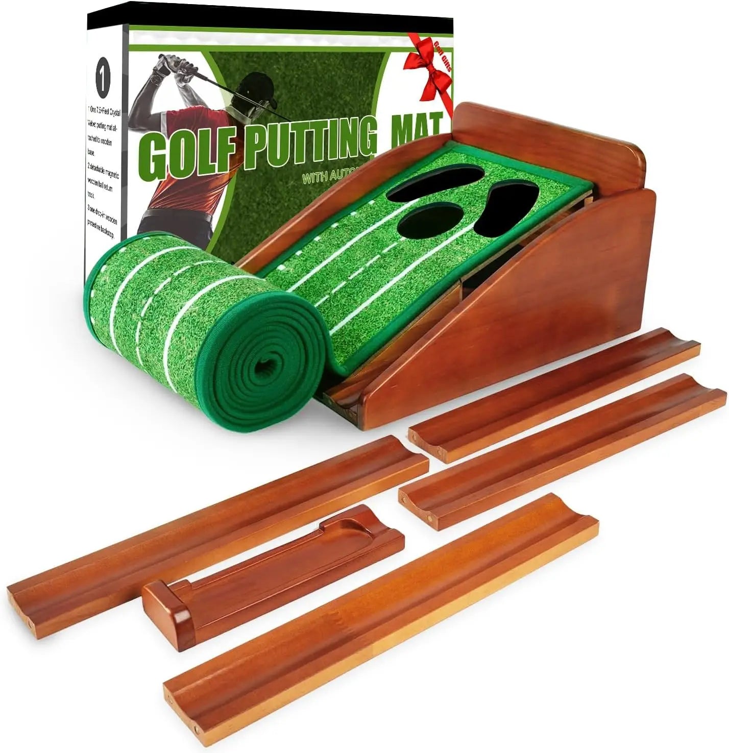 Indoor Golf Putting Mat with Auto Ball Return - Premium Practice for Home, Office, Outdoors - Perfect Gift