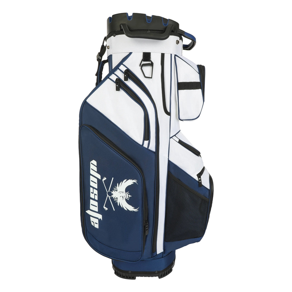 14 Way Full-Length Divider Top Men Golf Cart Bag, Fixed Slots Clubs Organized Premium Oxford Cloth Women 13 Pockets Black Blue G