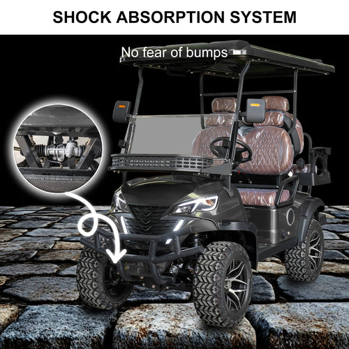 4P 60V Electric Golf Cart with 5KW Motor 25 MPH Top Speed 44 Miles Range Advanced Suspension, RearFront Storage Free Shipping