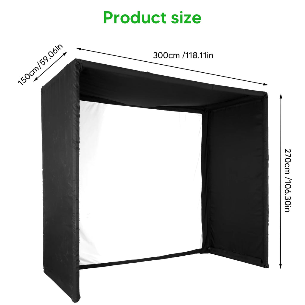 Golf Simulator Enclosure Net 9.84x8.86ft Golf Hitting Cage with Frame and HD Impact Screen Kit for Indoor Home Garage Training
