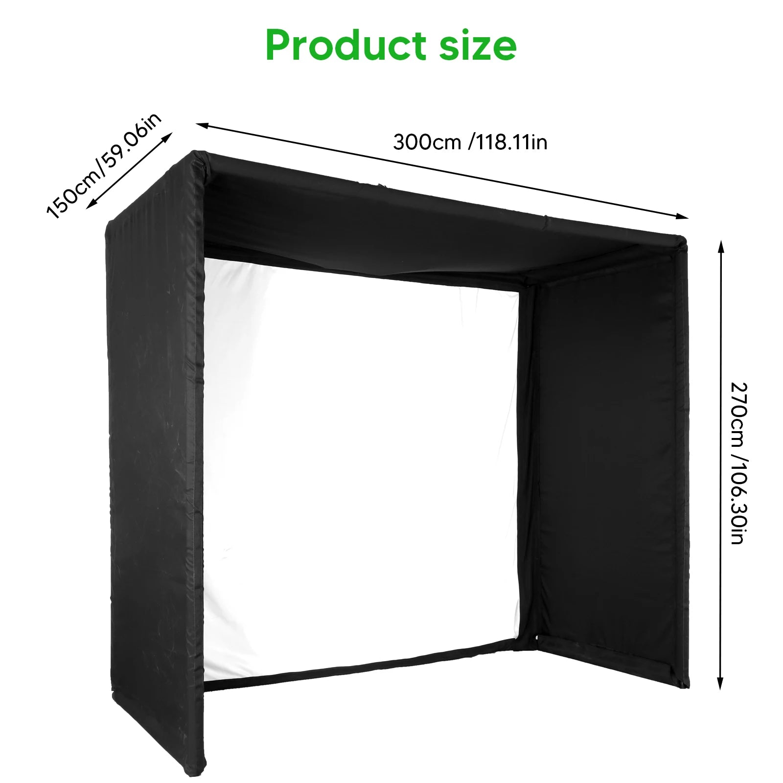 Golf Simulator Enclosure Net 9.84x8.86ft Golf Hitting Cage with Frame and HD Impact Screen Kit for Indoor Home Garage Training