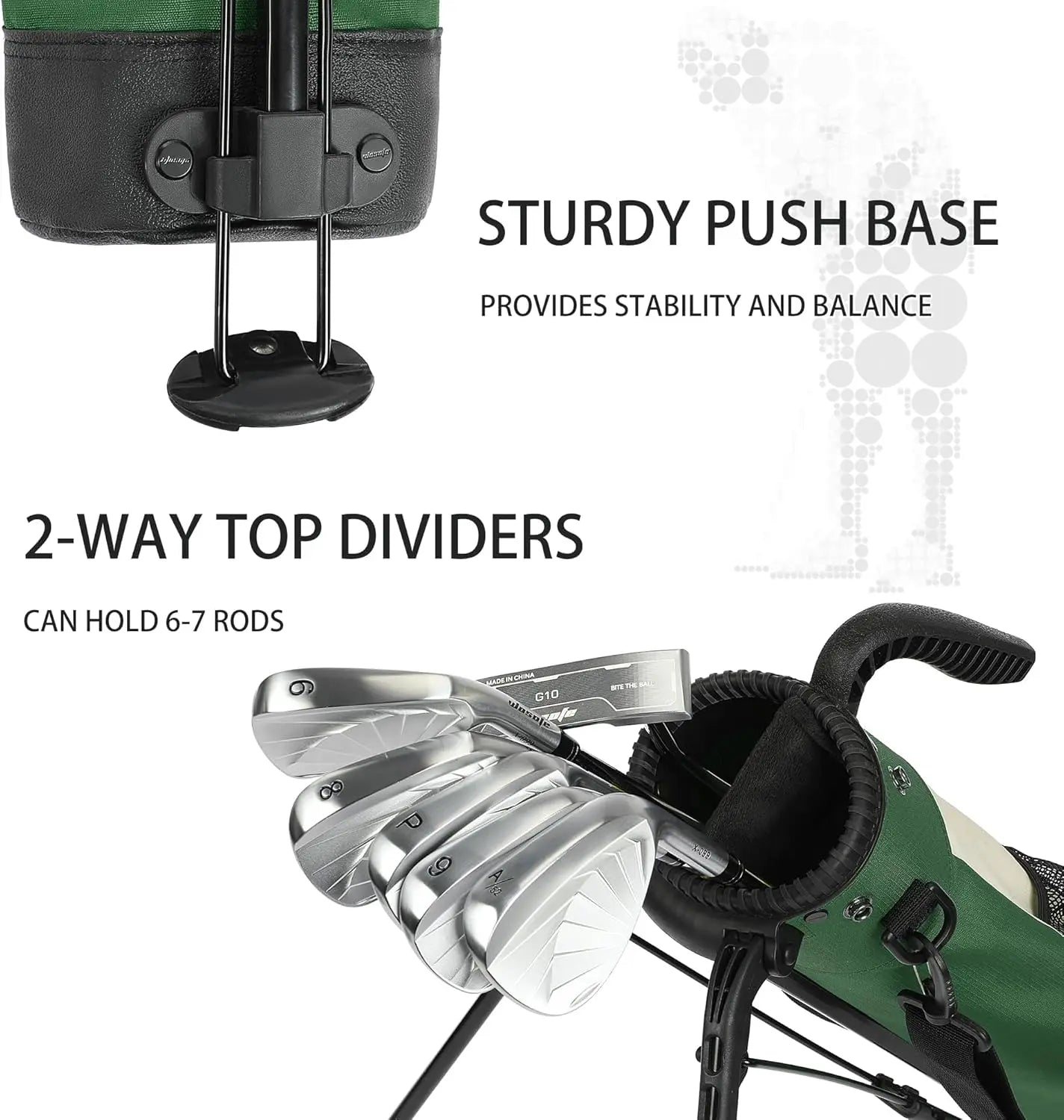 Golf Stand Bag  with Dual Shoulder Straps Ultra-Lightweight 2-Way Divider Sunday Carry Bag for 4-5 Clubs | Portable
