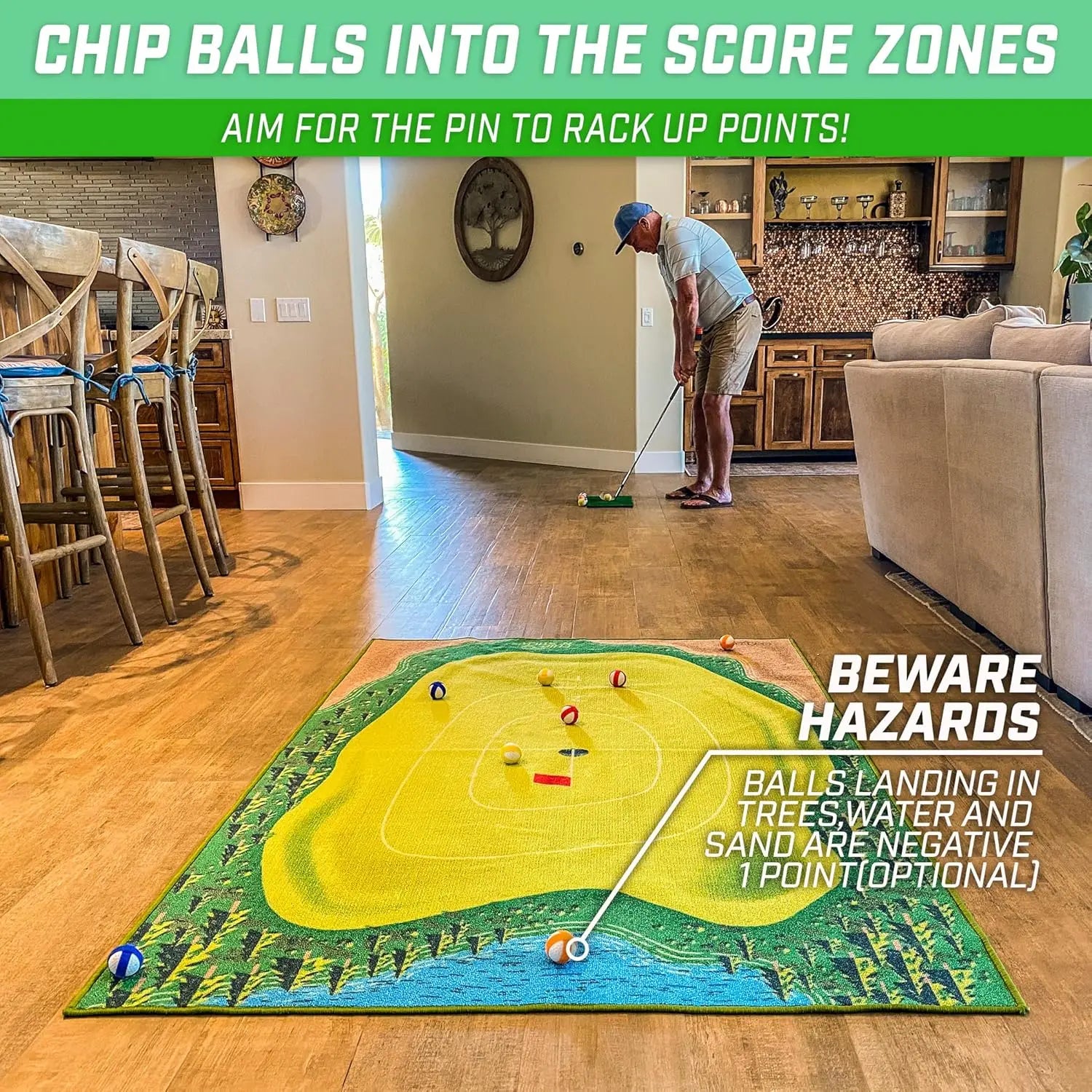 Giant Golf Games Set with Balls and Chipping Mat - Choose Classic, Darts or Islands Style