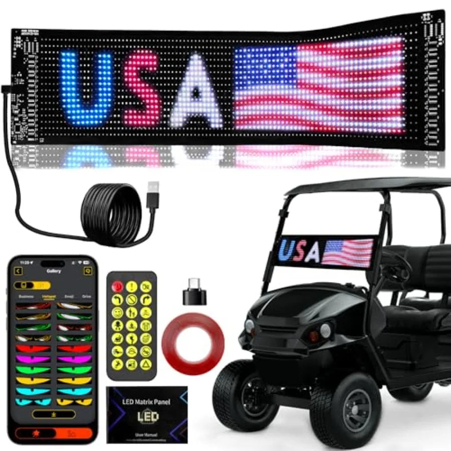 Golf Cart Devil Eyes Light23x5in Programmable Flexible Led Eyes for Car Windshield with App/Remote Control High Bright DIY Anim