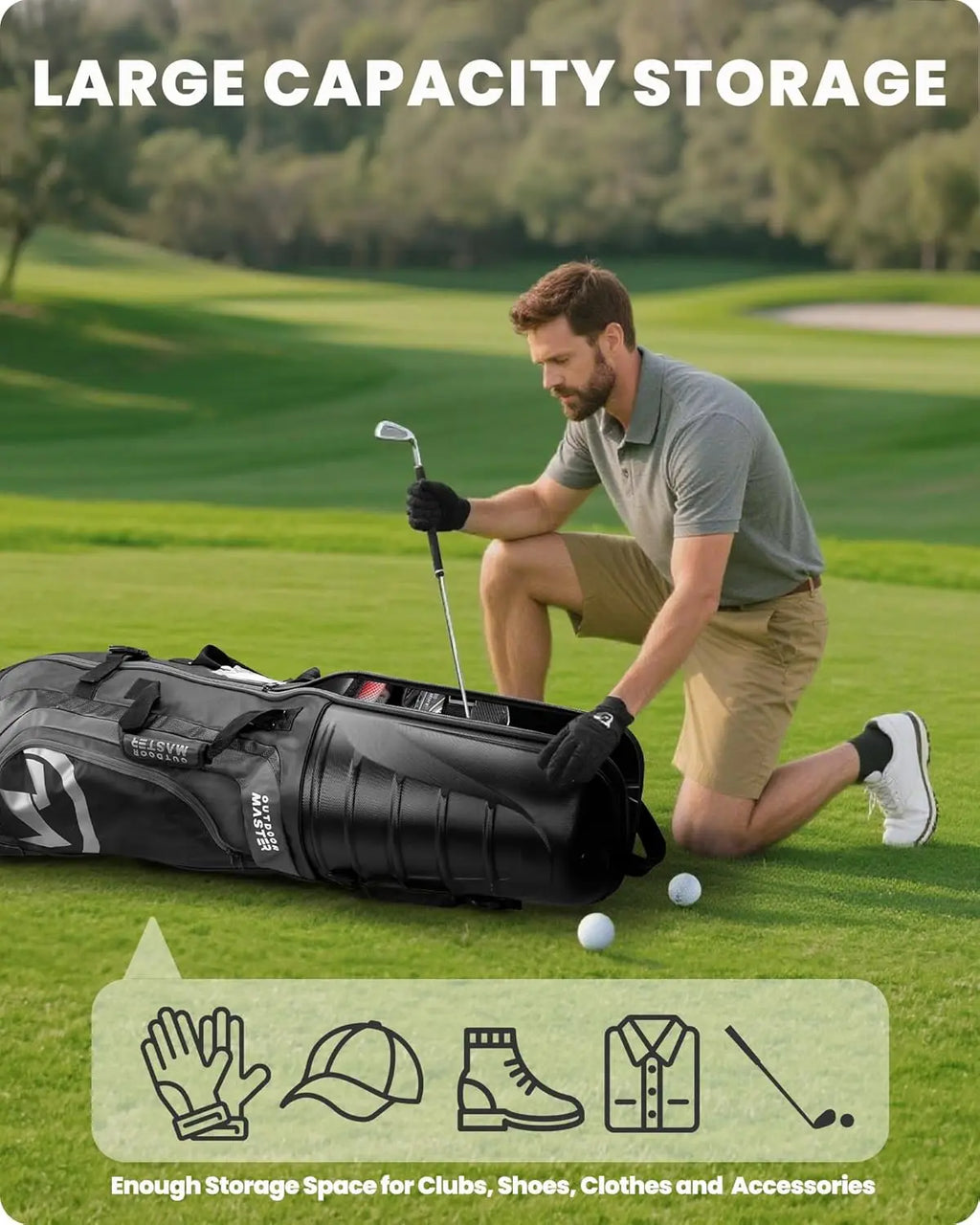 Golf Travel Bag with Wheels and Hard Top, Lightweight for Easy Maneuver, Protects Clubs on Airlines
