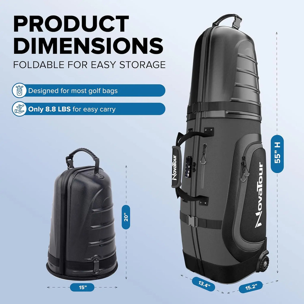 Hard Golf Travel Case with TSA Lock, Waterproof Zippers, Lightweight Design for Maximum Club Protection