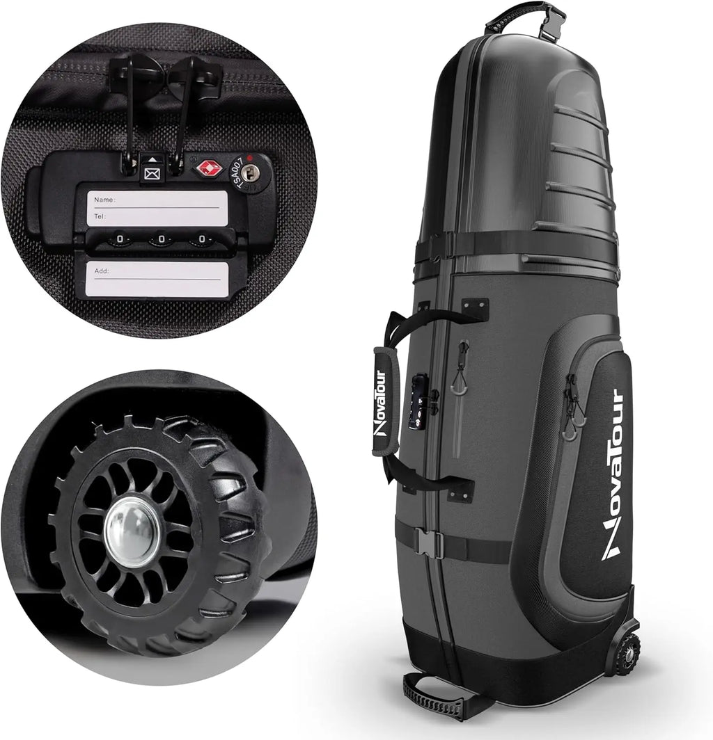 Hard Golf Travel Case with TSA Lock, Waterproof Zippers, Lightweight Design for Maximum Club Protection