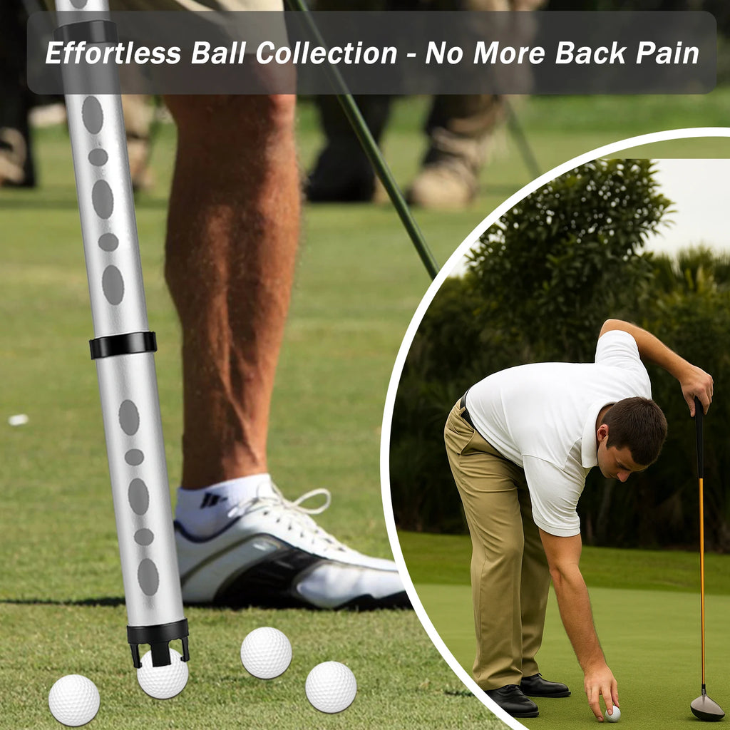 Golf Ball Retriever Aluminum Picker Upper Durable & Portable Ball Collector Tube Holds 24 Golf Balls with Carry Bag & Ball Towel