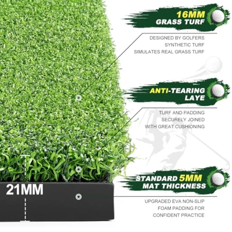 Thicken Golf Mat 5x4ft Practice Turf for Indoor and Outdoor Use Durable Training Aid with 9 Golf Balls for Home or Studio Pract