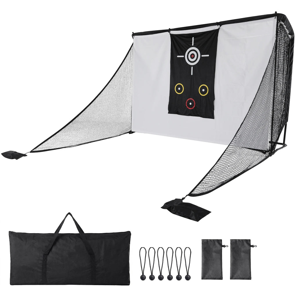 10x7ft Golf Hitting Net with 2 Side Barriers & Storage Bag Golf Practice Hitting Net for Golfers Backyard Driving Chipping Swing