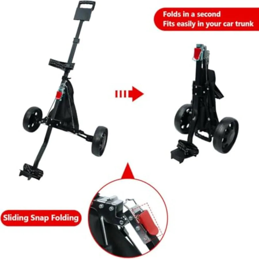 2 Wheel Foldable Golf Push Cart Collapsible Golf Trolley Push Pull Golf Cart Golf Hand Cart 2 Wheel Golf Cart Golf Bag Cart