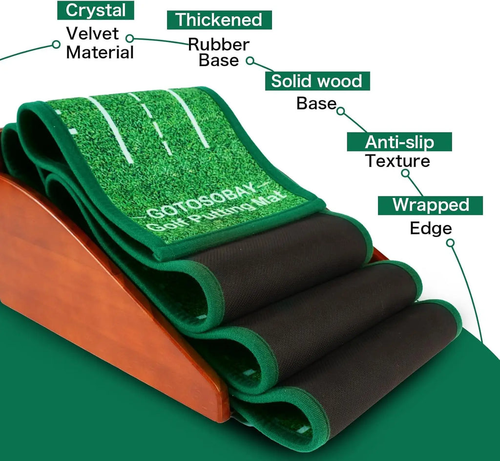 Indoor Golf Putting Mat with Auto Ball Return - Premium Practice for Home, Office, Outdoors - Perfect Gift