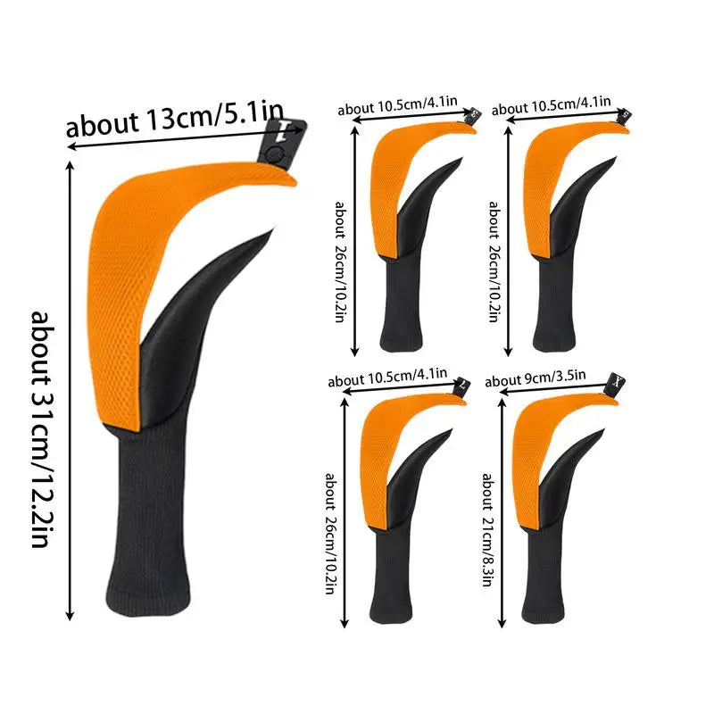 Golf Head Cover Set 5 Pieces Golf Hybrid Headcover Dustproof Protective Club Covers Anti-Slip Wood Hybrid Head Cover Protective