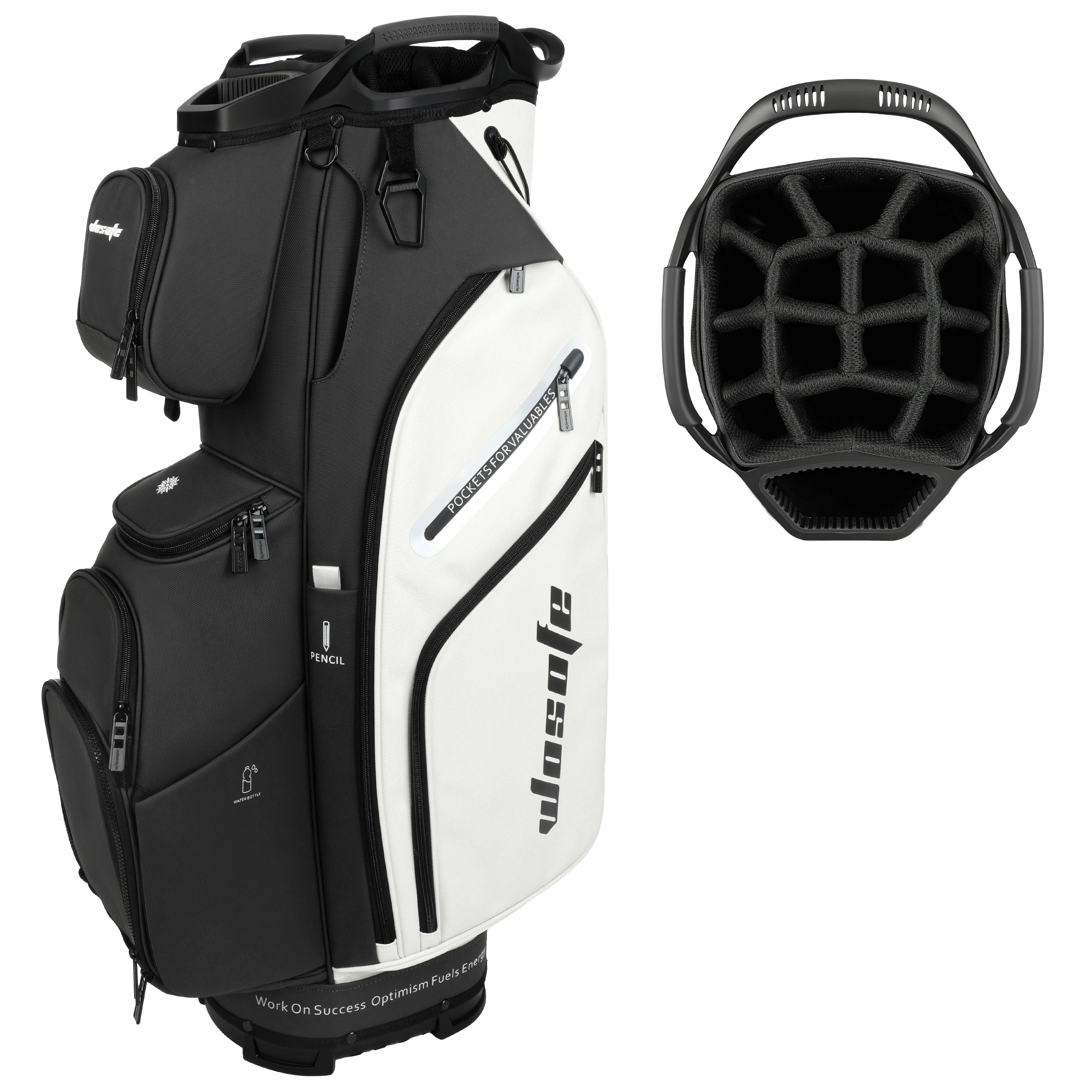 PU Leather Lightweight Men Women Blue White Black Green Golf Bag,Multiple 10 Pockets 14-Way Dividers Cooler Pouch Golf Cart Bag