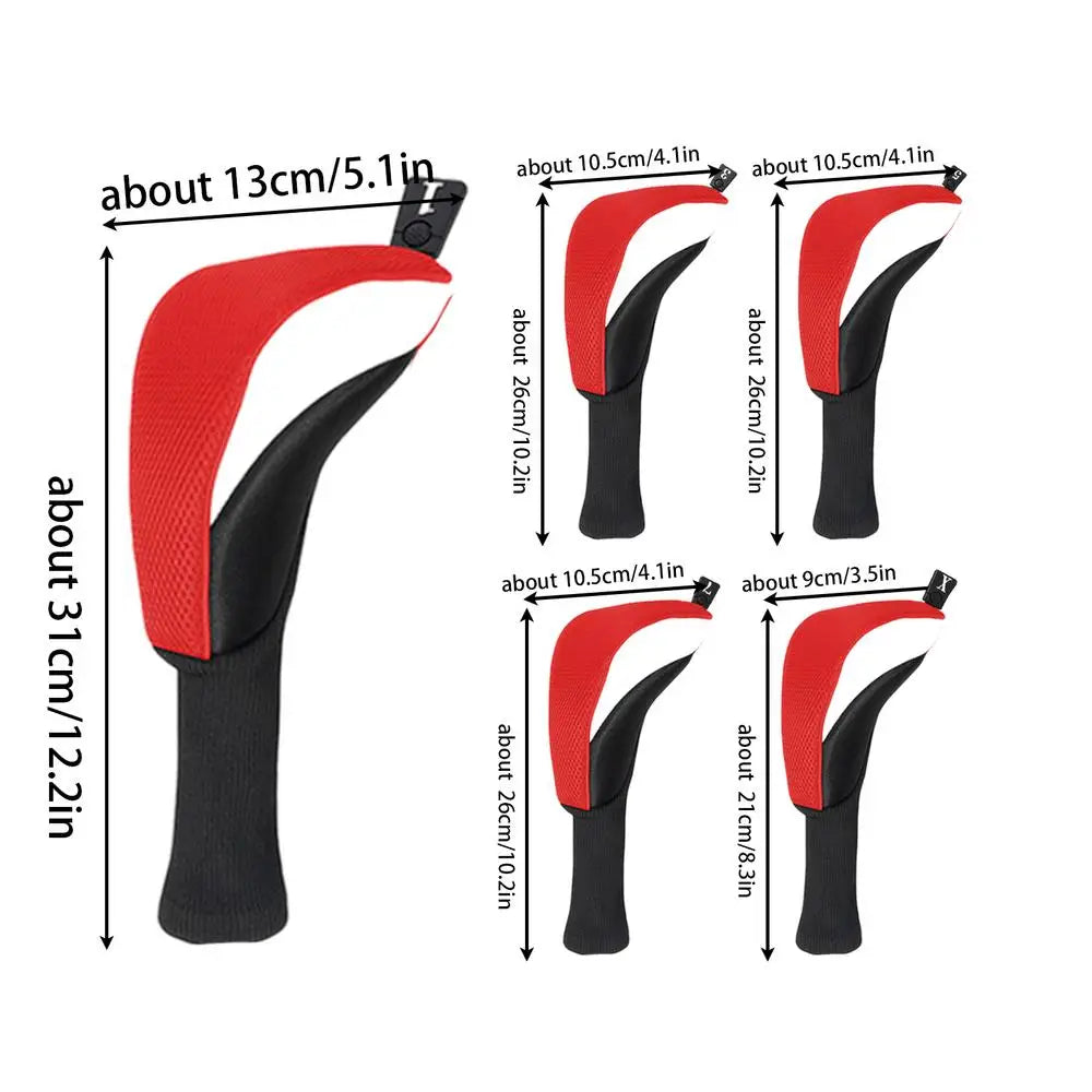 Golf Head Cover Set 5 Pieces Golf Hybrid Headcover Dustproof Protective Club Covers Anti-Slip Wood Hybrid Head Cover Protective
