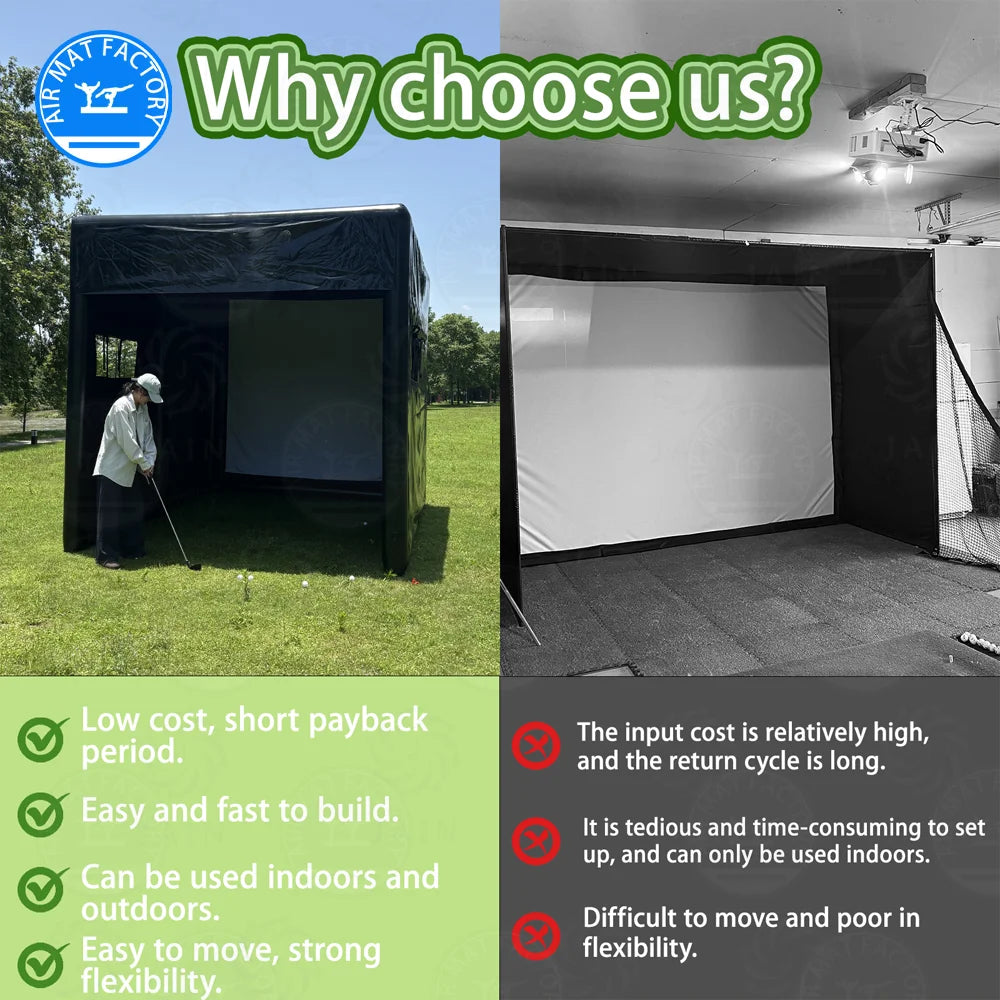 US Stock High Quality PVC Outdoor Golf Simulator Cage Enclosures Indoor Inflatable Golf Tent Simulator for Home