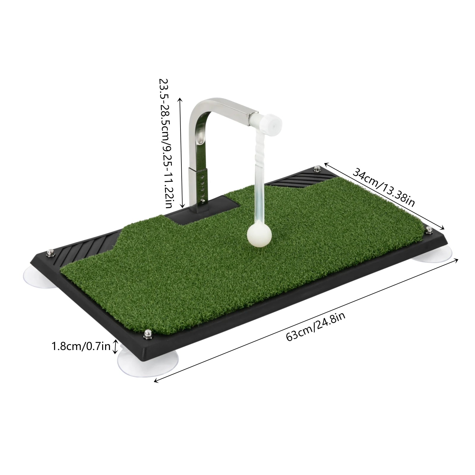 Flat Golf Swing Trainer, Golf Swing Trainer, Indoor Golf Practice Aid with 360° Auto Return, 5 Height Adjustable Tee, Foldable