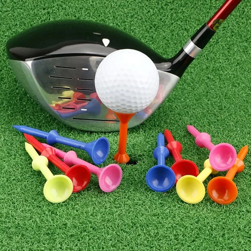 50Pcs Golf Tees 3 1/4 Inch 83mm Mixed Color PVC Durable Stable Nails Reduce Friction for Golf Sports Practice Driving Range