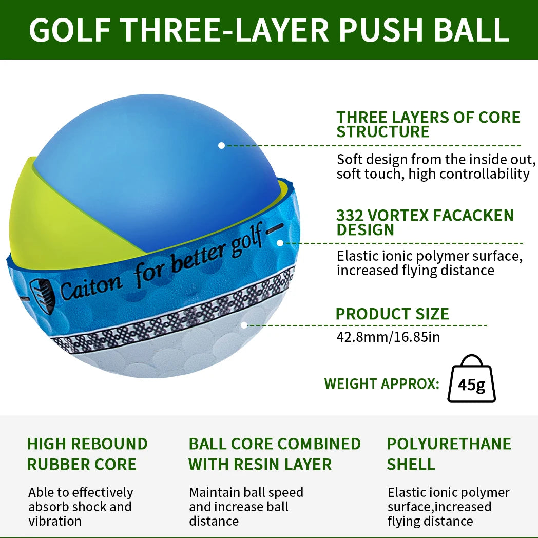 Caiton 12/3pcs 3-Layer PU Putter Golf Ball, 360° Precision Stable Shooting Line, Enhancing Putting Accuracy and Stability