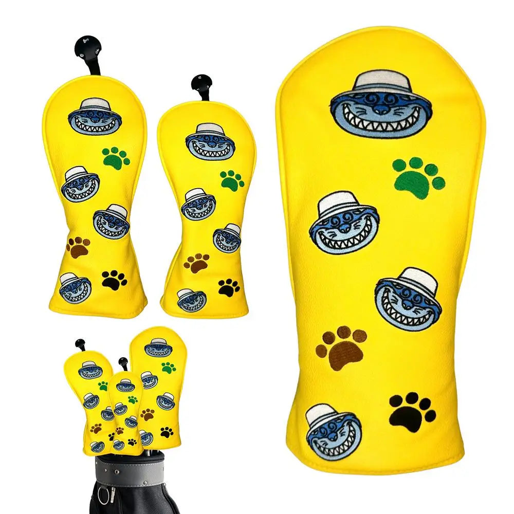 Golf Club Headcover 3pcs Cute Cat Golf Wood Head Covers Waterproof Cute Cat Design Golf Club Wood Head Covers For Golf