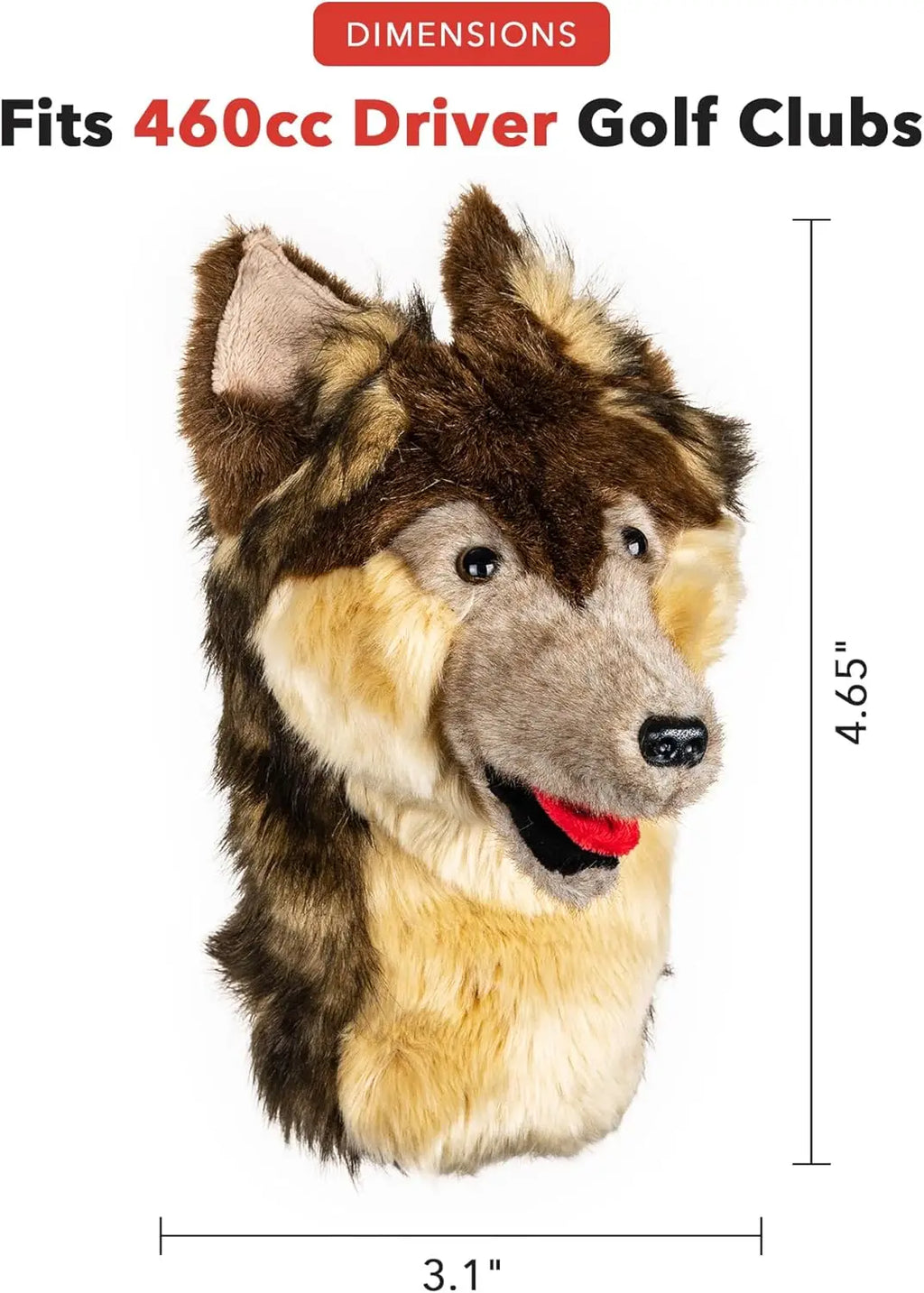 Premium Wolf Driver Headcover for Golf Clubs - Stylish Protection, Fits Up to 460cc, Sun-Resistant Fur