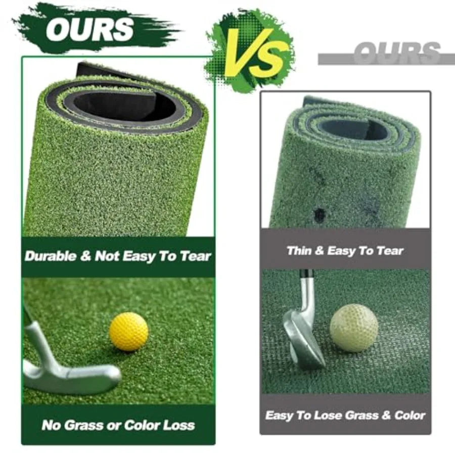 Thicken Golf Mat 5x4ft Practice Turf for Indoor and Outdoor Use Durable Training Aid with 9 Golf Balls for Home or Studio Pract