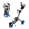 3-Wheel Golf Push Cart with 360 Swivel Front Wheel Foot Brake 1-Second Fold Unfold Trolley Lightweight Aluminum Frame Umbrella