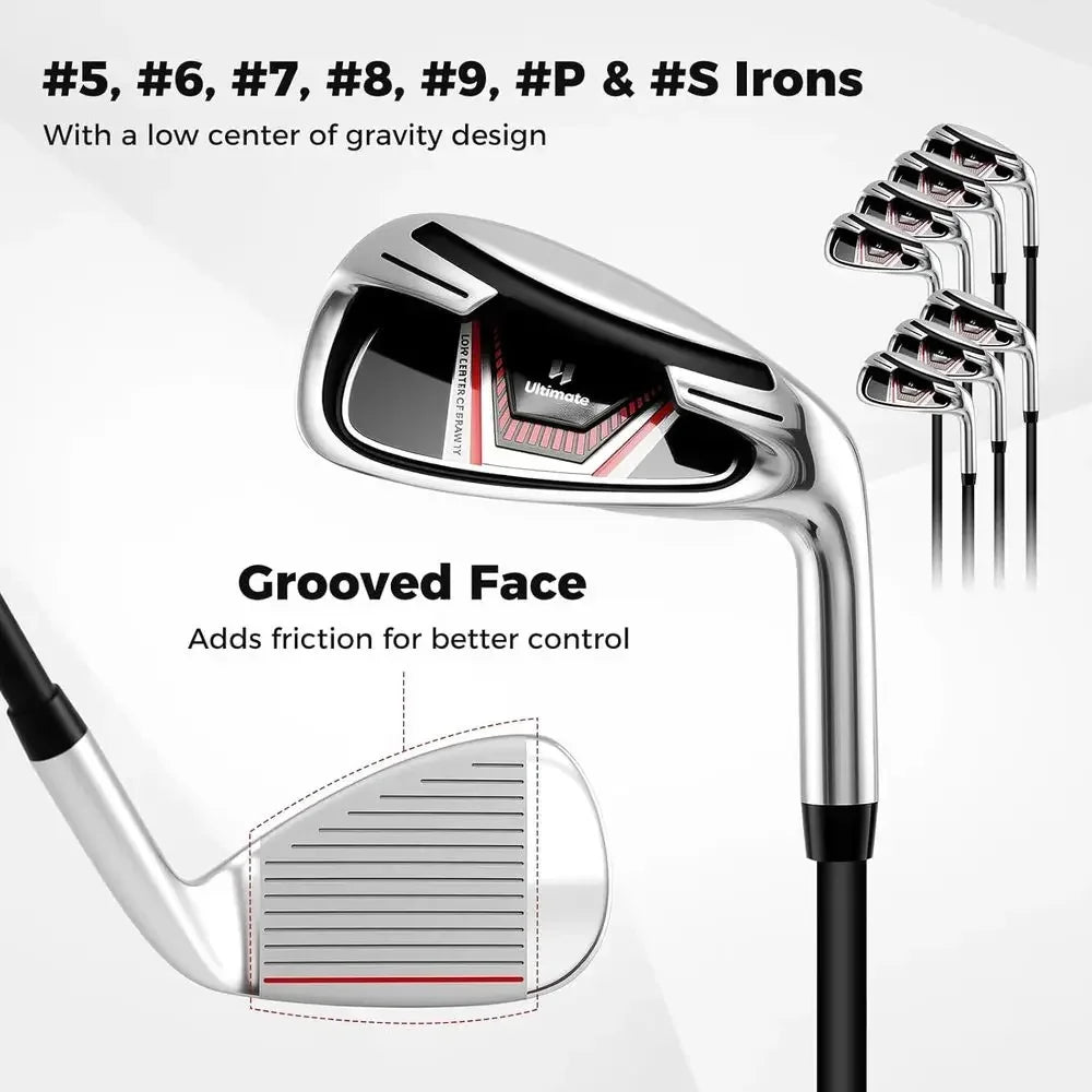 Women's 12-Piece Golf Club Set with Stand Bag, 460cc Driver, Hybrid, Irons, Putter, Right-Handed Complete Set
