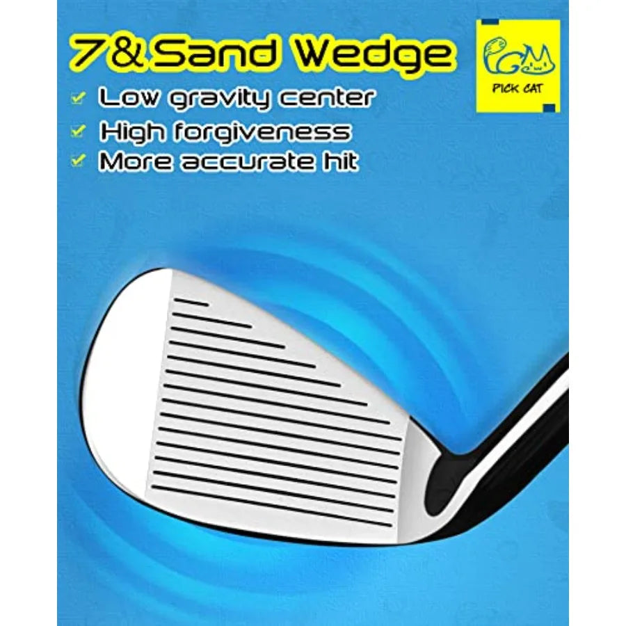 Junior Golf Club Complete Set for 5 Golf Clubs with Stand Bag and 2 Headcovers for Boys Girls Right Hand - Perfect for Young Go