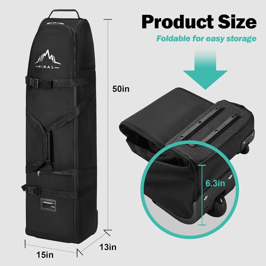 Heavy-Duty Golf Travel Bag with Wheels, 600D Polyester Oxford Wear-Resistant, Universal Size for Easy Transport