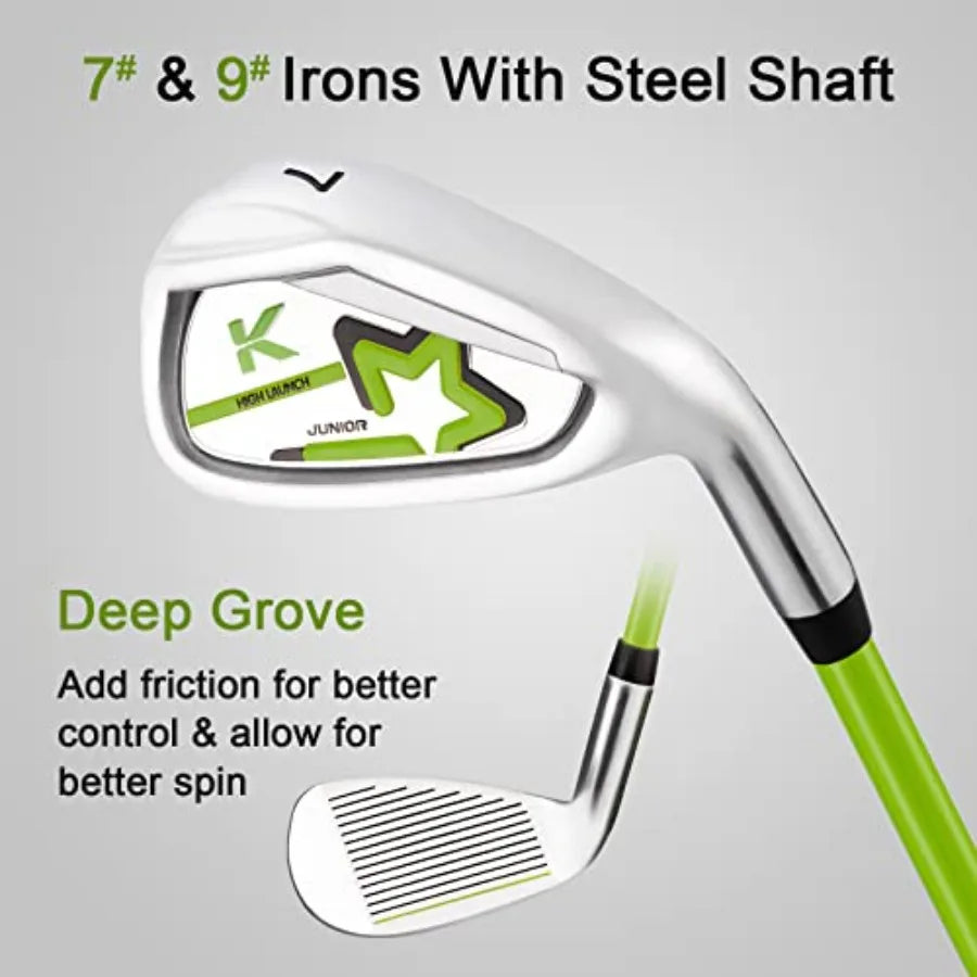 Junior Complete Golf Club Set for / Right Hand Includes Oversize Driver Irons Putter Head Cover Portable Golf Stand Bag Perfect
