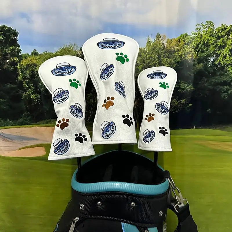 Golf Club Headcover 3pcs Cute Cat Golf Wood Head Covers Waterproof Cute Cat Design Golf Club Wood Head Covers For Golf