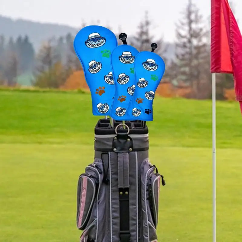Golf Club Headcover 3pcs Cute Cat Golf Wood Head Covers Waterproof Cute Cat Design Golf Club Wood Head Covers For Golf