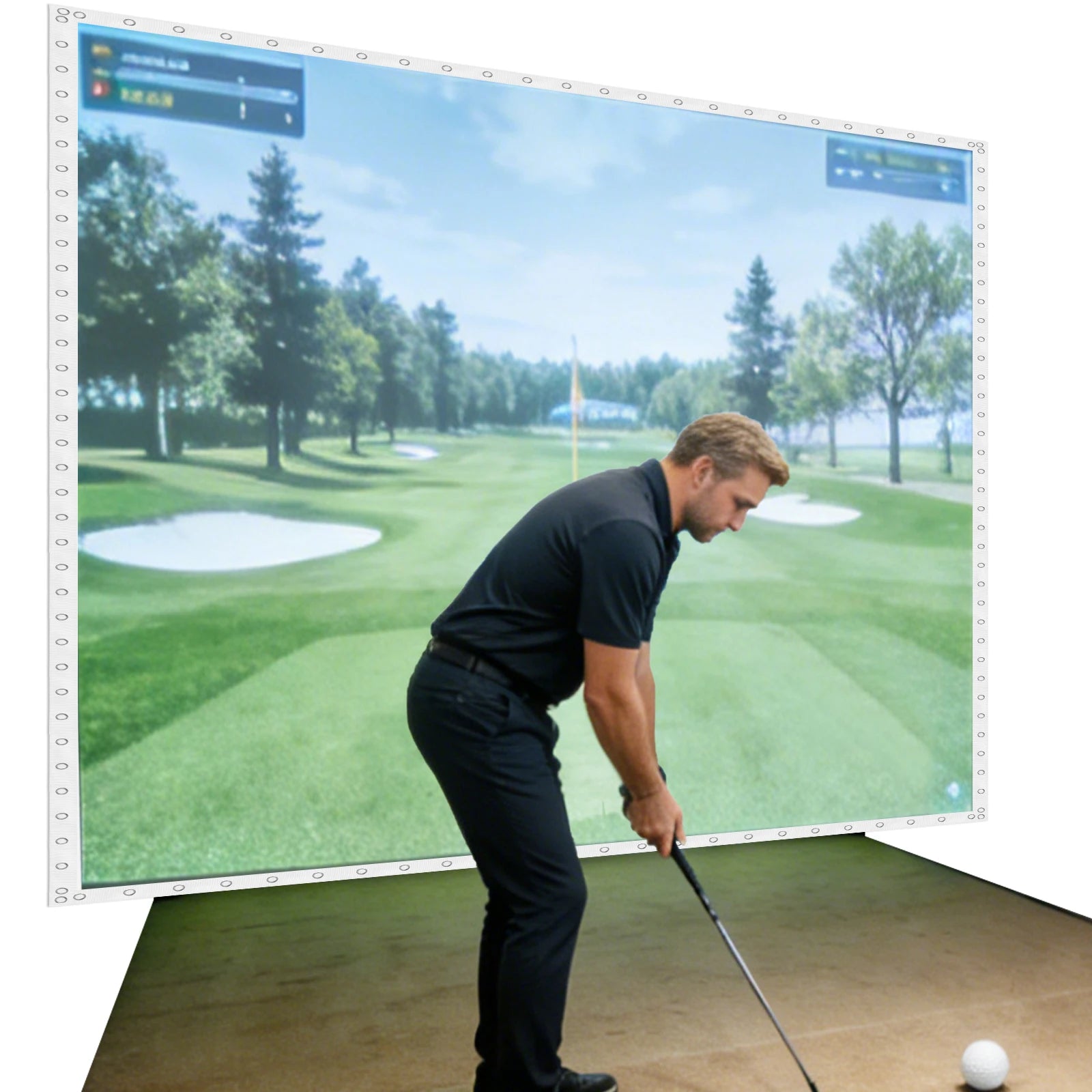 Golf Simulator Impact Screen 9.8x13ft Golf Impact Screen for Indoor/Home/Garage Training Hitting Screens with Grommet Holes
