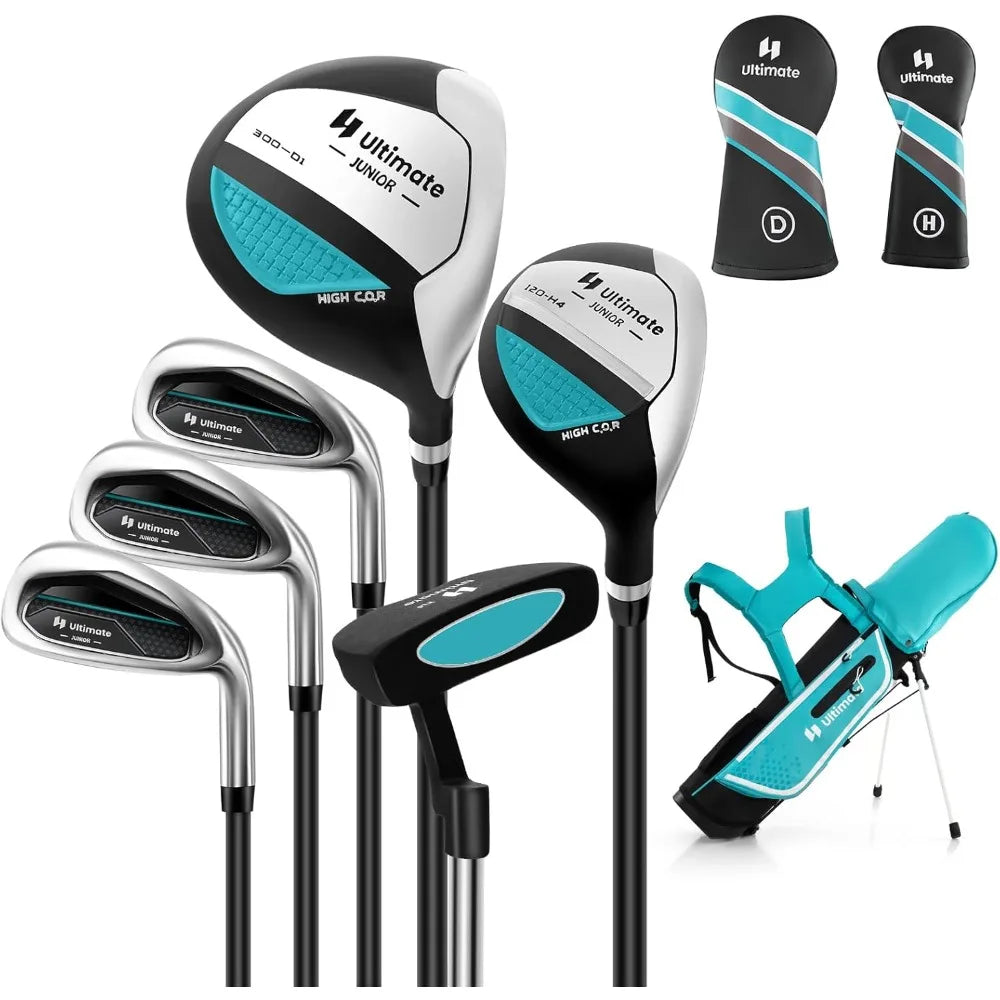Tangkula 7 Pieces Junior Golf Club Set for Kids Age 11-13 Right Hand, Children’s Golf Clubs Set with #1 Driver &