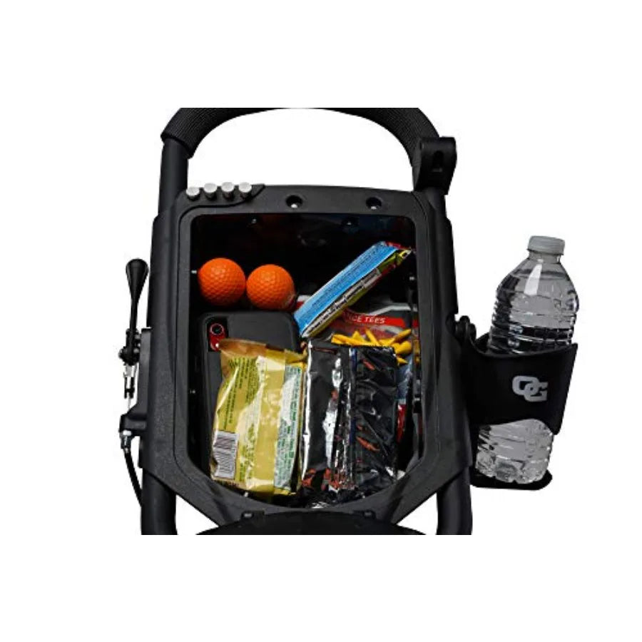 Trilite Golf Push Cart Lightweight and Folding Golf Cart with Adjustable Golf Bag Stand Durable Aluminum Frame in Black Compact
