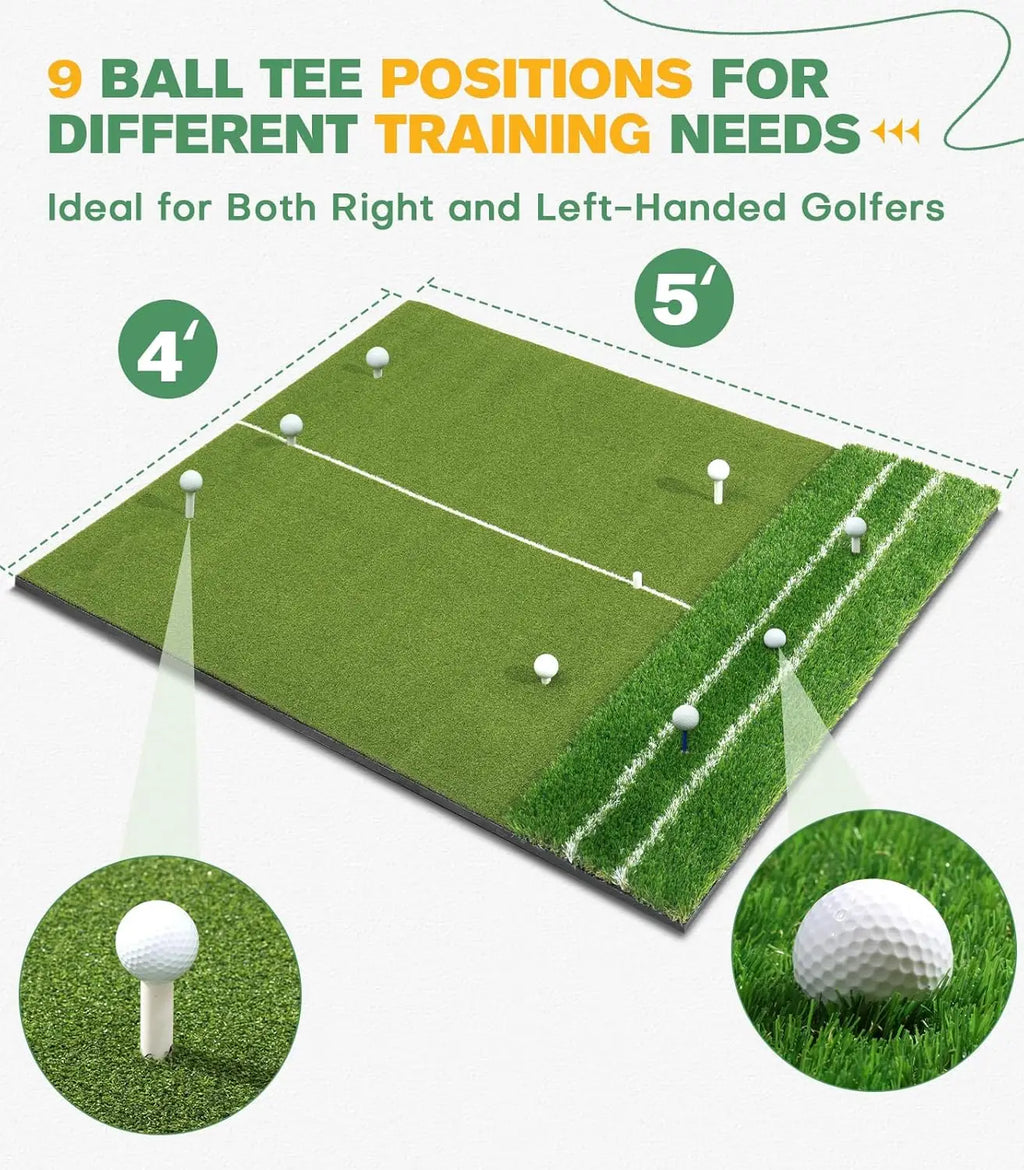 Upgraded 10MM 15MM Hitting Mat for Golf Swing Practice Alignment And Angle of Approach Aid Training Tool