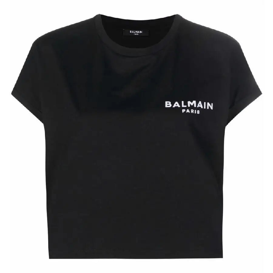 Balmain | Flock Logo Print Cropped T Shirt
