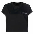 Balmain | Flock Logo Print Cropped T Shirt