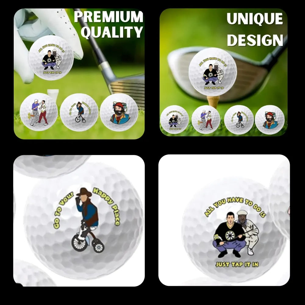 4pcs Golf Ball Golf Sports Accessories High Elasticity Unique Designs Long-distance for Golfers Christmas Gift Training Practice