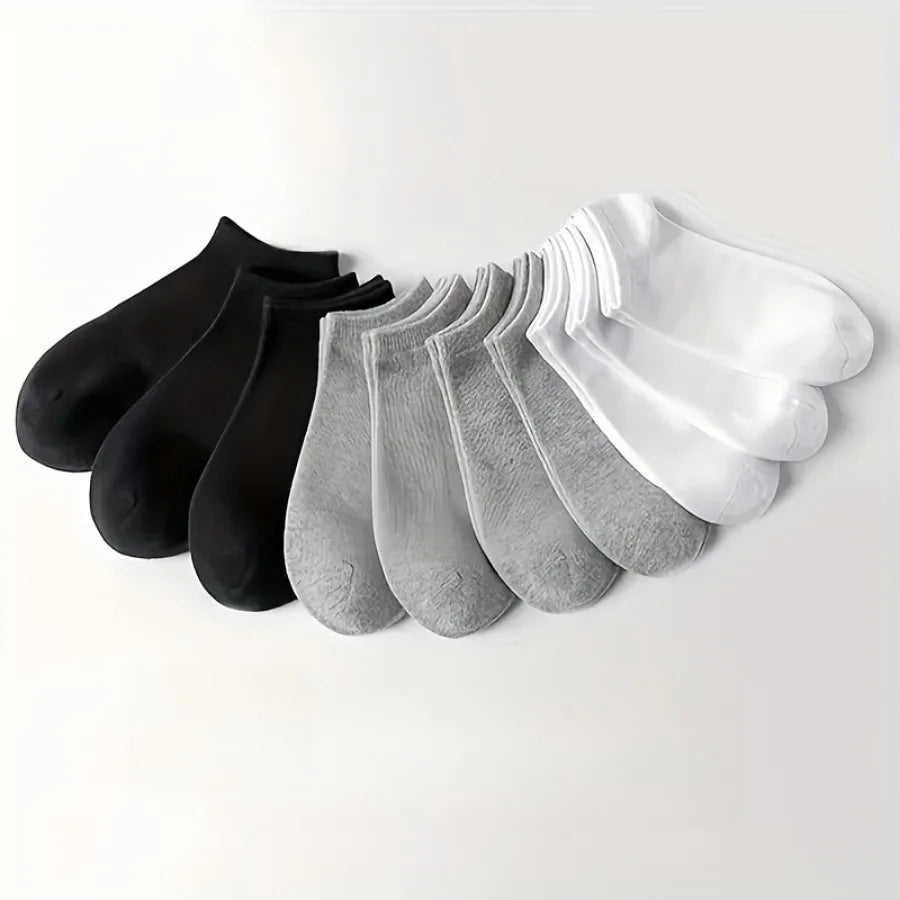 5 Pairs of Soft and Comfortable Thin Socks - Black/white/gray, Versatile Solid Color Casual, Suitable for Daily Wear, Unisex
