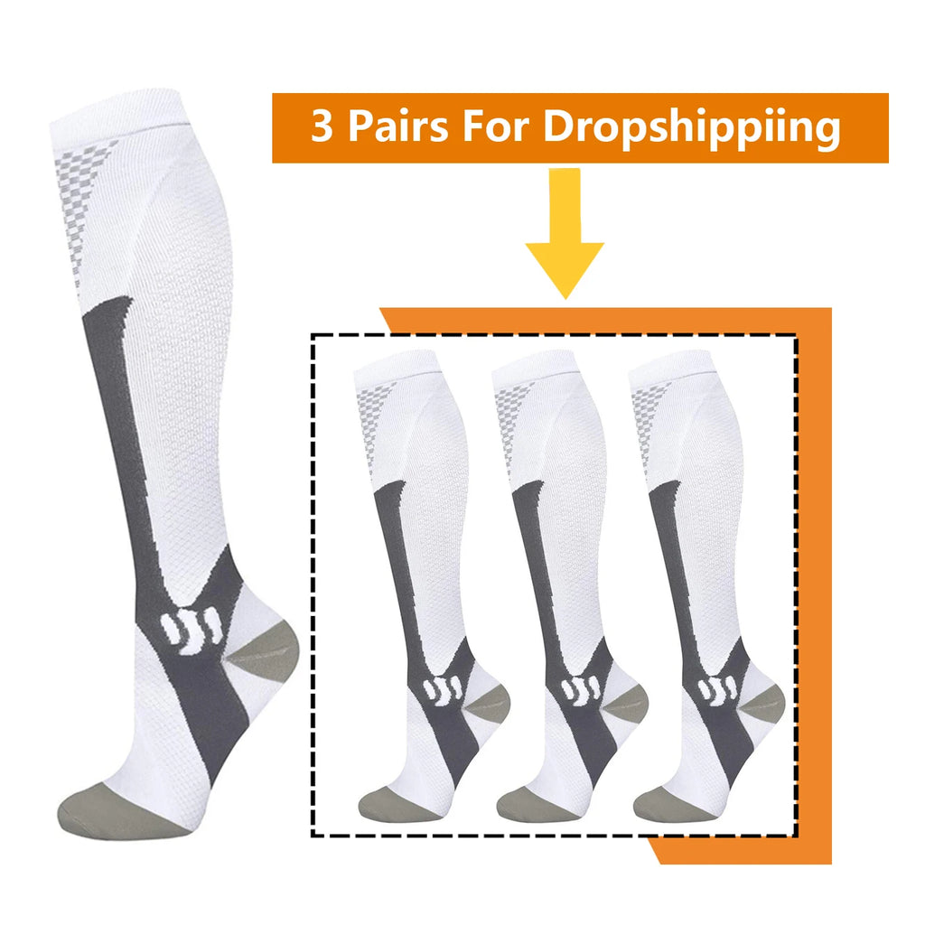 Brothock 3 Pairs For Dropshipping Compression Socks 20-30 mmHg Athletic Nylon Medical Nursing Stockings Sport