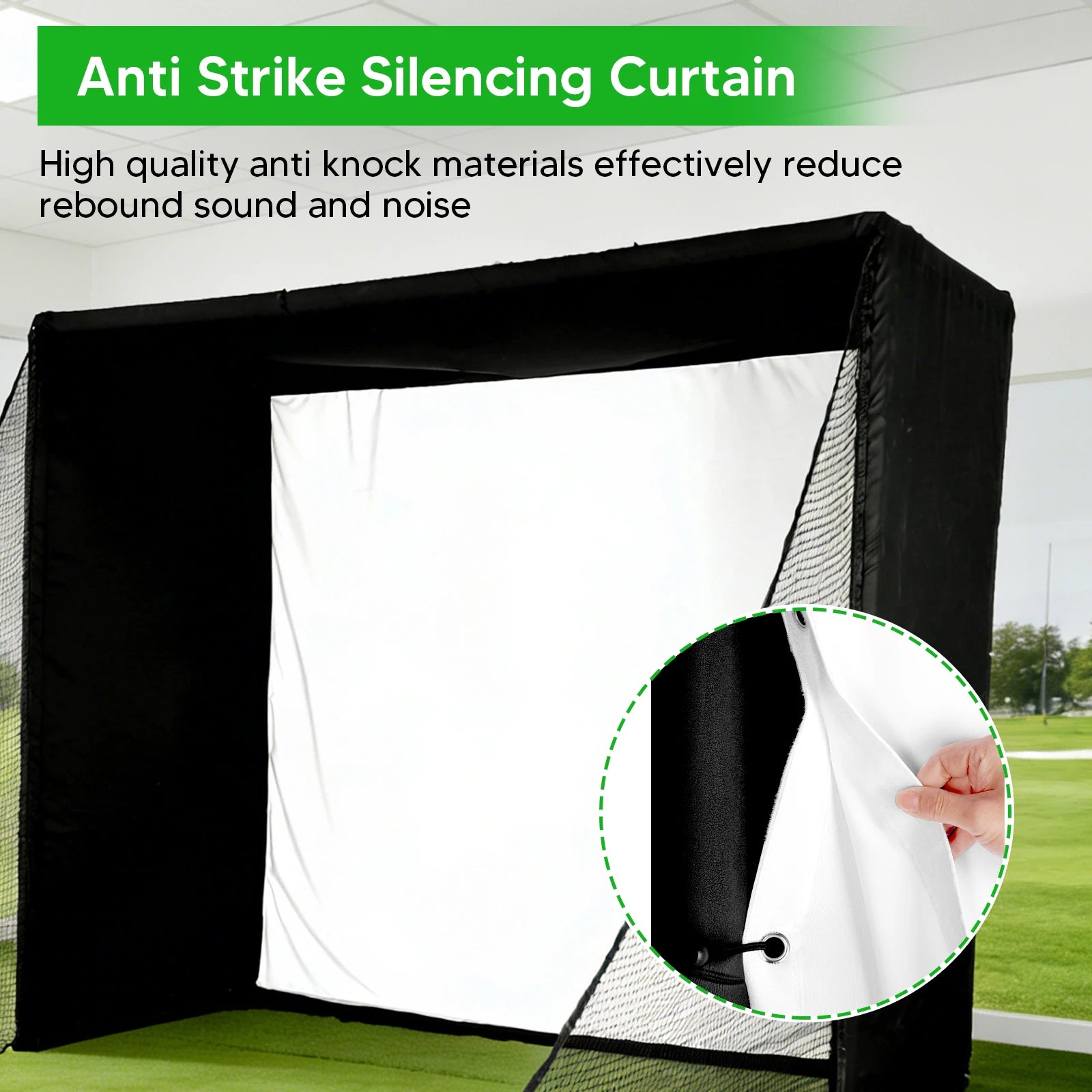 Golf Simulator Enclosure Net 9.84x8.86ft Golf Hitting Cage with Frame and HD Impact Screen Kit for Indoor Home Garage Training