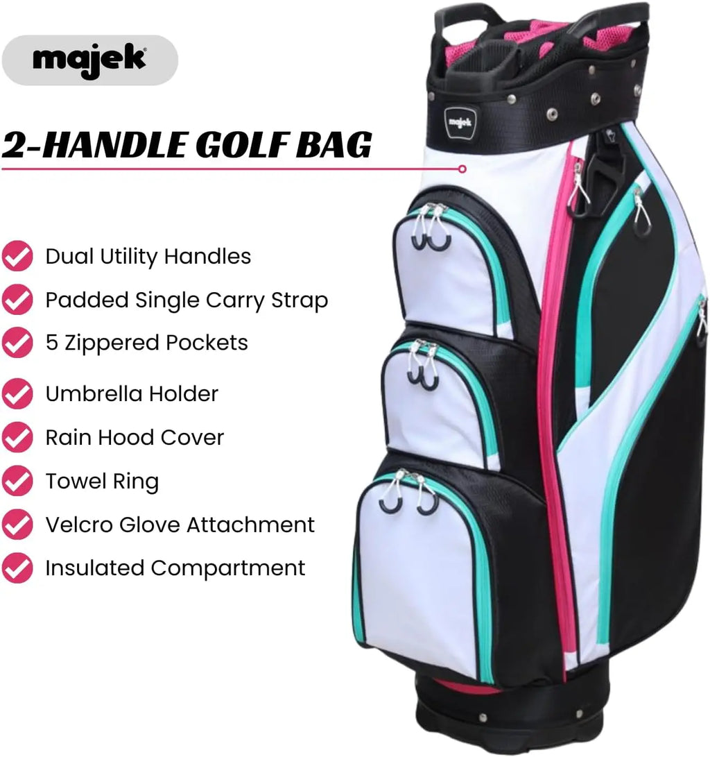 Vintage 80s Retro Golf Bag for Women in Black, White, Teal & Pink - Premium Quality