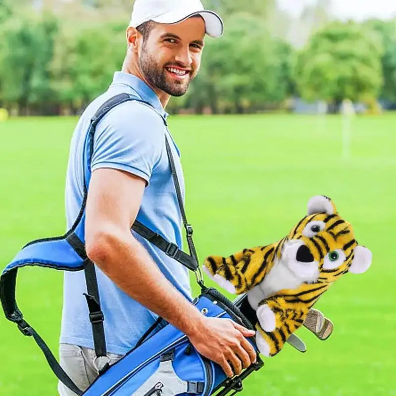 Funny Golf Driver Headcover Cartoon Tiger Head Covers For Golf Clubs Stuffed Golf Club Covers For Woods Functional Golf