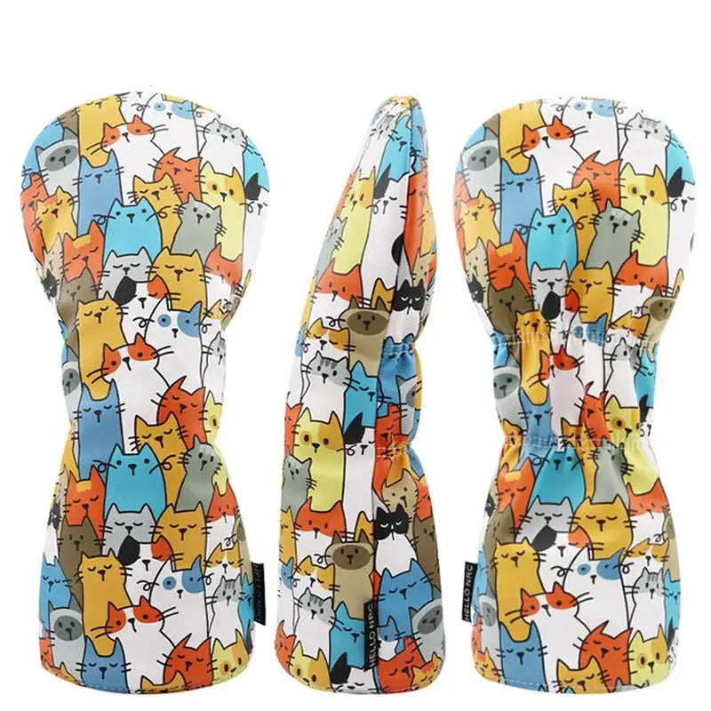 Golf Driver Head Covers Cartoon Cat Driver Headcover Funny Golf Club Covers Waterproof And Functional Fit Drivers And Fairway