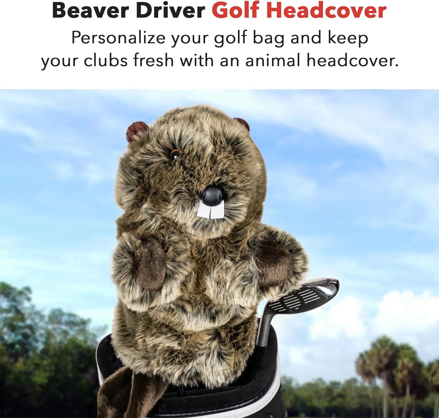 Premium Beaver Driver Headcover for Golf Clubs - Funny Animal Design, Durable Protection for Men and Women