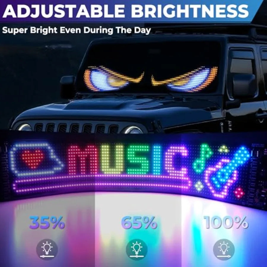 Golf Cart Devil Eyes Light23x5in Programmable Flexible Led Eyes for Car Windshield with App/Remote Control High Bright DIY Anim